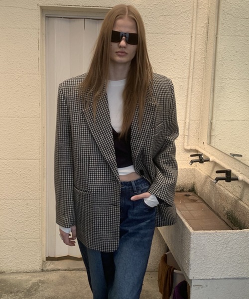 SANSeLF（サンセルフ）の「【LONSLAN】 千鳥柄テーラードジャケット sanwl24a058（テーラードジャケット・レディース・チャコールグレー/ライトグレー・FREE）」の12枚目の写真