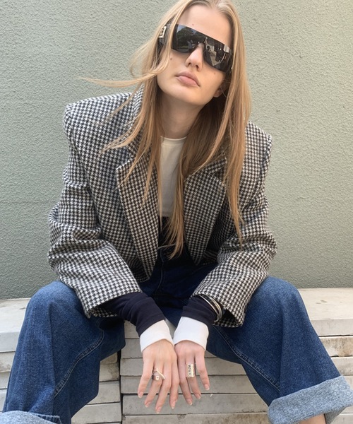 SANSeLF（サンセルフ）の「【LONSLAN】 千鳥柄テーラードジャケット sanwl24a058（テーラードジャケット・レディース・チャコールグレー/ライトグレー・FREE）」の22枚目の写真