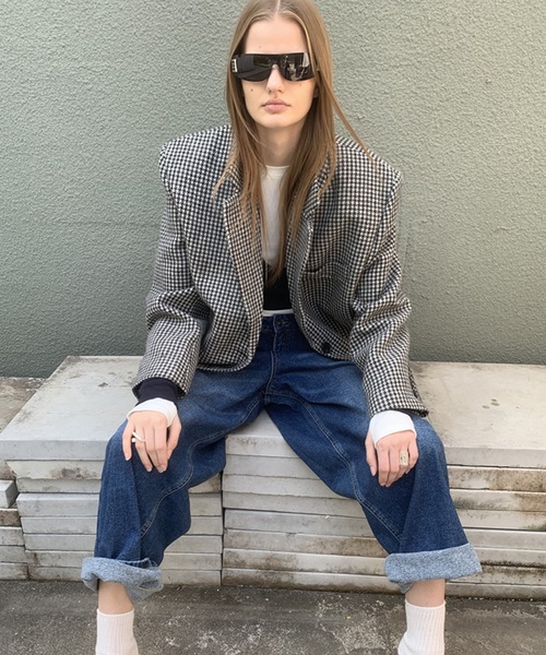 SANSeLF（サンセルフ）の「【LONSLAN】 千鳥柄テーラードジャケット sanwl24a058（テーラードジャケット・レディース・チャコールグレー/ライトグレー・FREE）」の3枚目の写真
