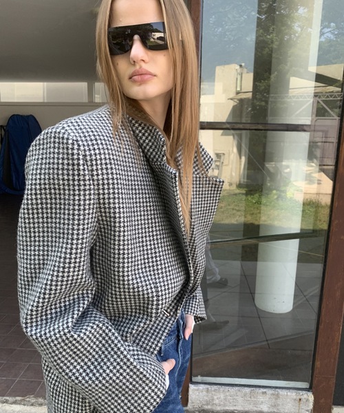 SANSeLF（サンセルフ）の「【LONSLAN】 千鳥柄テーラードジャケット sanwl24a058（テーラードジャケット・レディース・チャコールグレー/ライトグレー・FREE）」の6枚目の写真