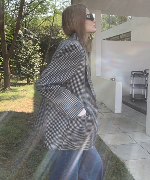 SANSeLF（サンセルフ）の「【LONSLAN】 千鳥柄テーラードジャケット sanwl24a058（テーラードジャケット・レディース・チャコールグレー/ライトグレー・FREE）」の7枚目の写真