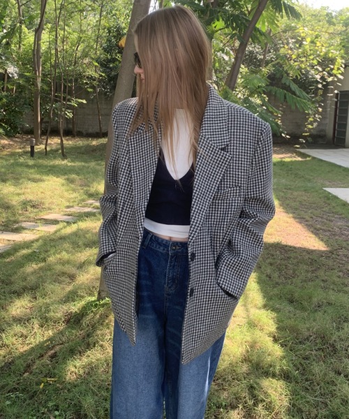 SANSeLF（サンセルフ）の「【LONSLAN】 千鳥柄テーラードジャケット sanwl24a058（テーラードジャケット・レディース・チャコールグレー/ライトグレー・FREE）」の8枚目の写真
