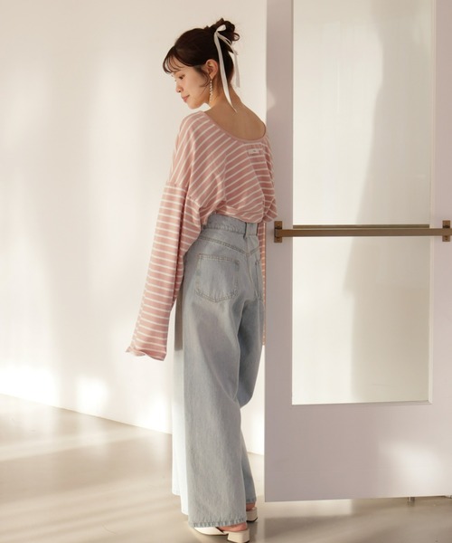 Olu.（オルドット）の「ハイウエストワイドデニムパンツ（デニムパンツ・レディース・ライトブルー/ブラック・0/1）」の7枚目の写真