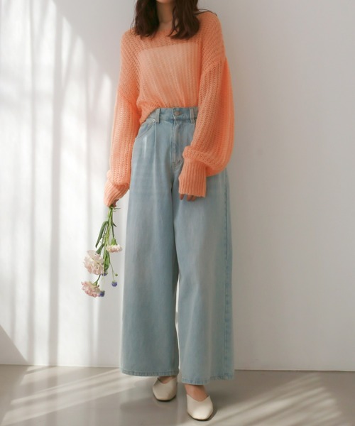 Olu.（オルドット）の「ハイウエストワイドデニムパンツ（デニムパンツ・レディース・ライトブルー/ブラック・0/1）」の11枚目の写真