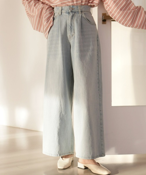 Olu.（オルドット）の「ハイウエストワイドデニムパンツ（デニムパンツ・レディース・ライトブルー/ブラック・0/1）」の4枚目の写真