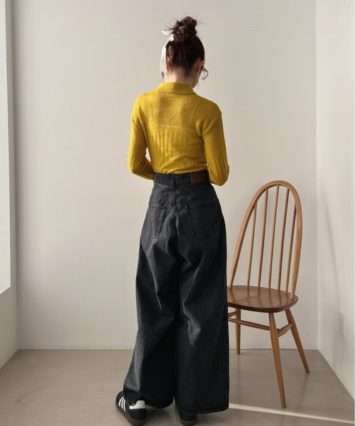 Olu.（オルドット）の「ハイウエストワイドデニムパンツ（デニムパンツ・レディース・ライトブルー/ブラック・0/1）」の19枚目の写真