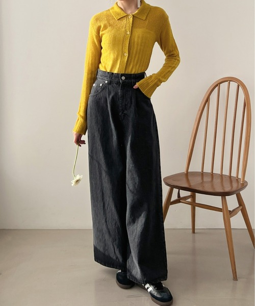 Olu.（オルドット）の「ハイウエストワイドデニムパンツ（デニムパンツ・レディース・ライトブルー/ブラック・0/1）」の17枚目の写真