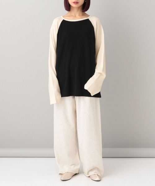 e/rm（イーアールエム）の「【e/rm】カシミアウールラグランプルオーバー（ニット/セーター・レディース・ライトブルー/ブラック・SMALL/LARGE）」の7枚目の写真