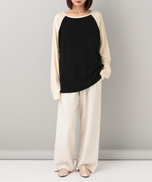 e/rm（イーアールエム）の「【e/rm】カシミアウールラグランプルオーバー（ニット/セーター・レディース・ライトブルー/ブラック・SMALL/LARGE）」の8枚目の写真