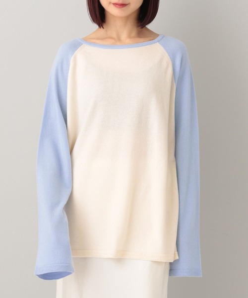 e/rm（イーアールエム）の「【e/rm】カシミアウールラグランプルオーバー（ニット/セーター・レディース・ライトブルー/ブラック・SMALL/LARGE）」の16枚目の写真