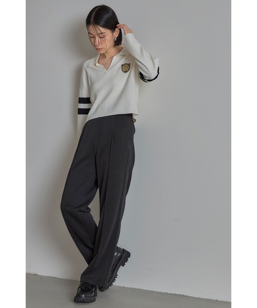 &. NOSTALGIA(アンドドットノスタルジア)の「サイドラインストレートカットパンツ(その他パンツ・レディース・ブラック/チャコールグレー・M)」の12枚目の写真