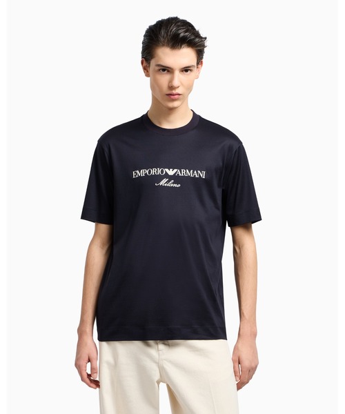 EMPORIO ARMANI（エンポリオアルマーニ）の「【エンポリオ アルマーニ】Tシャツ リヨセル混紡ジャージー ASVロゴ刺繍（Tシャツ/カットソー・メンズ・オレンジ系/ブラック/ネイビー・X-LARGE/SMALL/MEDIUM/LARGE/XX-LARGE/XXX-LARGE/X-SMALL）」の2枚目の写真