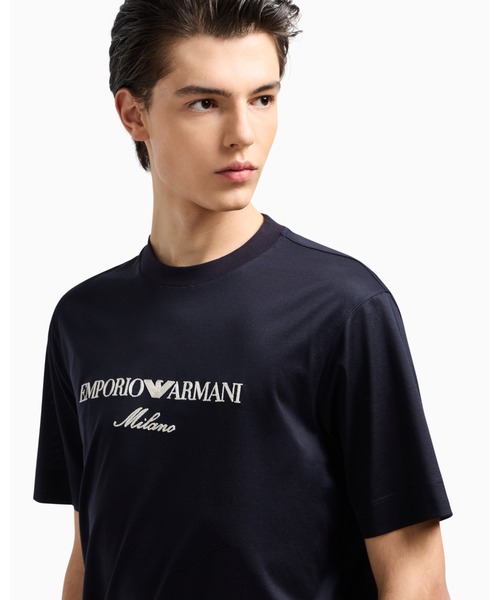 EMPORIO ARMANI（エンポリオアルマーニ）の「【エンポリオ アルマーニ】Tシャツ リヨセル混紡ジャージー ASVロゴ刺繍（Tシャツ/カットソー・メンズ・オレンジ系/ブラック/ネイビー・X-LARGE/SMALL/MEDIUM/LARGE/XX-LARGE/XXX-LARGE/X-SMALL）」の6枚目の写真