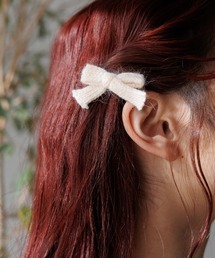 flower | ニットリボンクリップ(2pc)(バレッタ/ヘアクリップ)