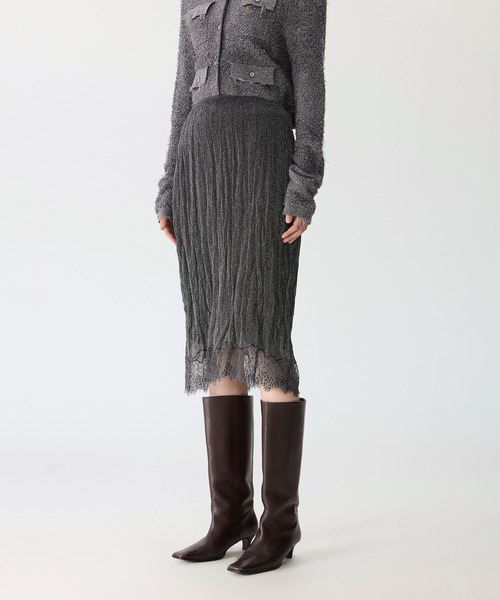 JNBY(ジェーエヌビーワイ)の「Shimmer Lace Knit Skirt / レースニットスカート(スカート・レディース・ブラック/グレー・40/38/36)」の1枚目の写真
