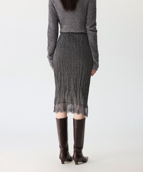 JNBY(ジェーエヌビーワイ)の「Shimmer Lace Knit Skirt / レースニットスカート(スカート・レディース・ブラック/グレー・40/38/36)」の4枚目の写真