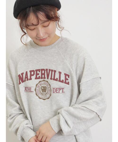 Samansa Mos2（サマンサ モスモス）の「切替プリントスウェット（Tシャツ/カットソー・レディース・ブルー/グリーン/チャコールグレー/グレー・F）」の3枚目の写真