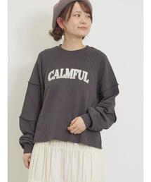 Samansa Mos2 | 切替プリントスウェット(Tシャツ/カットソー)