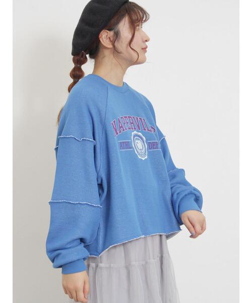 Samansa Mos2（サマンサ モスモス）の「切替プリントスウェット（Tシャツ/カットソー・レディース・ブルー/グリーン/チャコールグレー/グレー・F）」の4枚目の写真