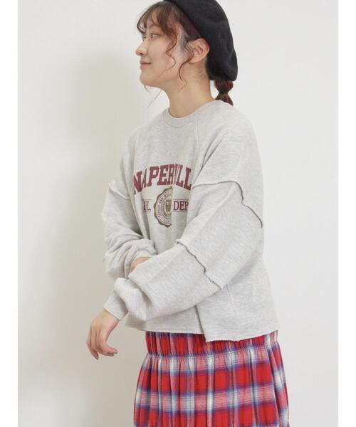 Samansa Mos2（サマンサ モスモス）の「切替プリントスウェット（Tシャツ/カットソー・レディース・ブルー/グリーン/チャコールグレー/グレー・F）」の8枚目の写真