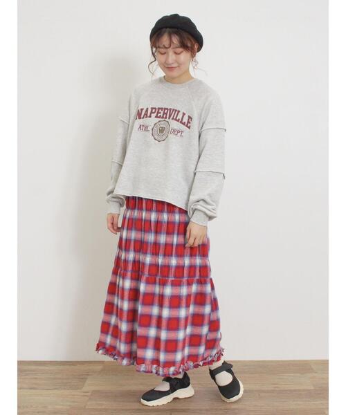 Samansa Mos2（サマンサ モスモス）の「切替プリントスウェット（Tシャツ/カットソー・レディース・ブルー/グリーン/チャコールグレー/グレー・F）」の11枚目の写真