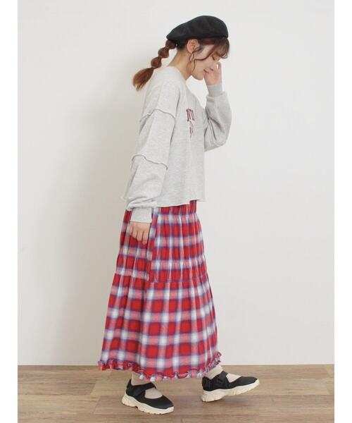 Samansa Mos2（サマンサ モスモス）の「切替プリントスウェット（Tシャツ/カットソー・レディース・ブルー/グリーン/チャコールグレー/グレー・F）」の5枚目の写真