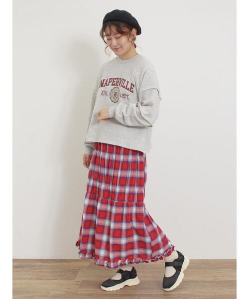 Samansa Mos2（サマンサ モスモス）の「切替プリントスウェット（Tシャツ/カットソー・レディース・ブルー/グリーン/チャコールグレー/グレー・F）」の12枚目の写真