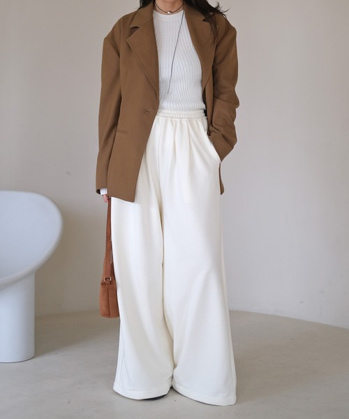 AKTE（アクテ）の「ボリュームスウェットパンツ（スウェットパンツ・レディース・ネイビー/オフホワイト・1/2）」の8枚目の写真