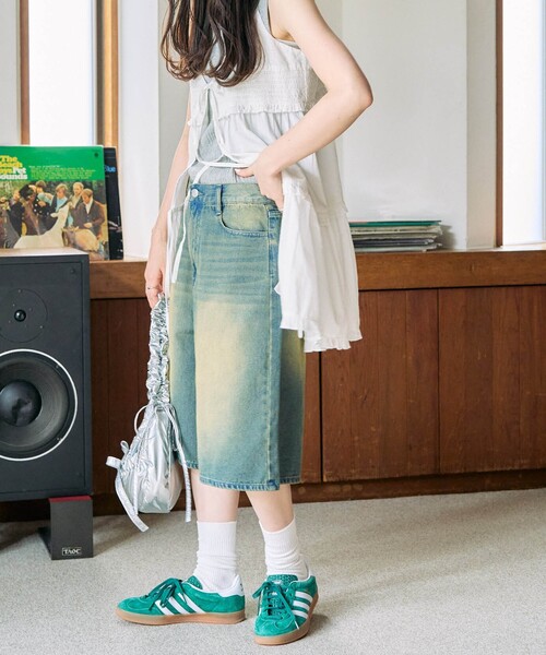 セール】限定展開 加工 デニム ハーフ パンツ（デニムパンツ