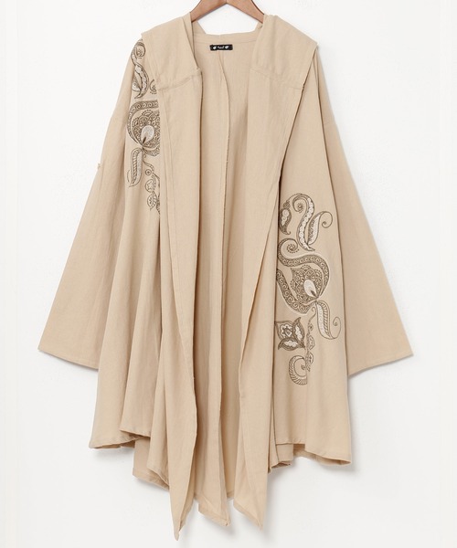 チャイハネ（チャイハネ）の「【チャイハネ】メンヘンディ刺繍MEN'Sカーディガン（カーディガン/ボレロ・メンズ・ベージュ/ホワイト/ブラック・FREE）」の6枚目の写真