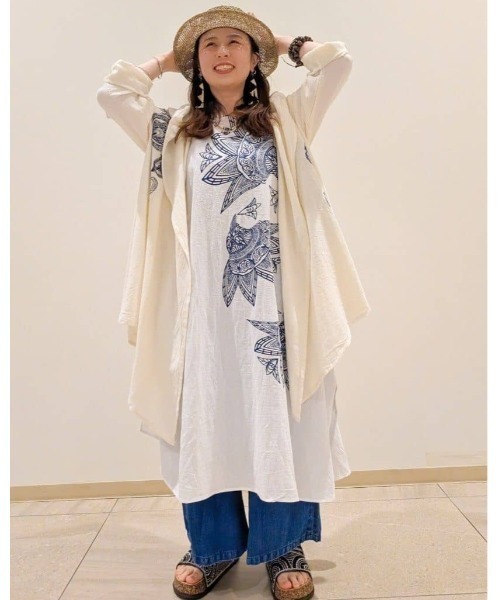 チャイハネ(チャイハネ)の「【チャイハネ】メンヘンディ刺繍MEN'Sカーディガン(カーディガン/ボレロ・メンズ・ベージュ/ホワイト/ブラック・FREE)」の14枚目の写真