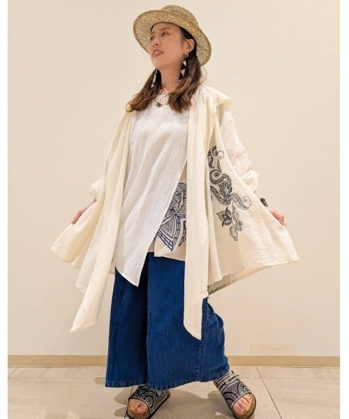 チャイハネ(チャイハネ)の「【チャイハネ】メンヘンディ刺繍MEN'Sカーディガン(カーディガン/ボレロ・メンズ・ベージュ/ホワイト/ブラック・FREE)」の8枚目の写真