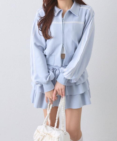 OLIVE des OLIVE(オリーブデオリーブ)の「トラックジャケットセットアップ(ワンピース・レディース・トップグレー/ネイビー/オフホワイト/サックスブルー/ブラック・FREE)」の5枚目の写真