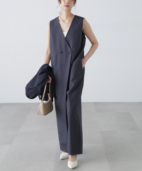 FREE'S MART（フリーズマート）の「◆［MFM］リネンライクオールインワン（つなぎ/オールインワン・レディース・ネイビー/ベージュ/グレー・FREE）」の4枚目の写真