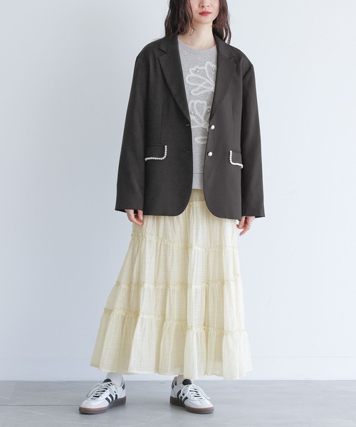 somari imagination(ソマリ イマジネーション)の「『フェイクパール付きテーラードジャケット』(テーラードジャケット・レディース・グレー/ブラック・2/1)」の16枚目の写真