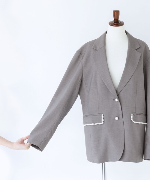 somari imagination(ソマリ イマジネーション)の「『フェイクパール付きテーラードジャケット』(テーラードジャケット・レディース・グレー/ブラック・2/1)」の20枚目の写真