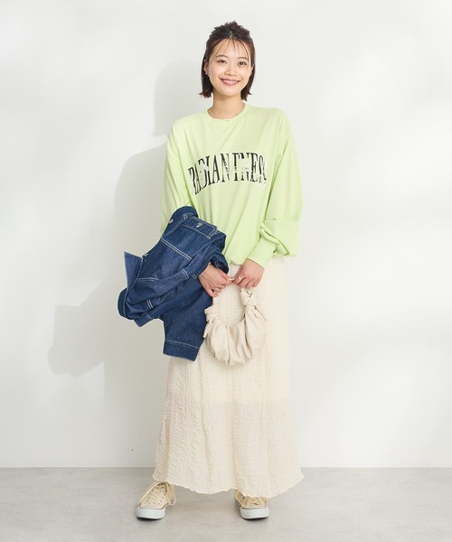 CRAFT STANDARD BOUTIQUE(クラフトスタンダードブティック)の「ポコポコワッシャースカート ◆(スカート・レディース・アイボリー/ブラック/サックスブルー・FREE)」の7枚目の写真