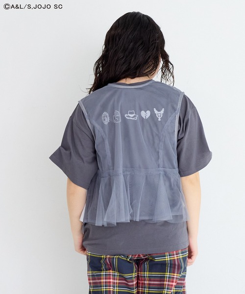 ジョジョの奇妙な冒険（ジョジョノキミョウナボウケン）の「【ジョジョの奇妙な冒険】別注Tシャツ/おとな（Tシャツ/カットソー・レディース・チャコール/ピンク/ブラック・160cm/180cm）」の10枚目の写真
