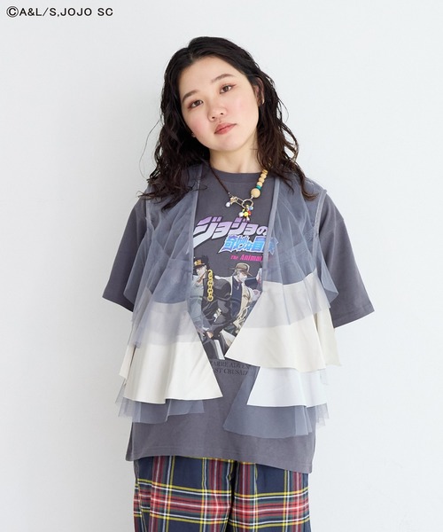 ジョジョの奇妙な冒険（ジョジョノキミョウナボウケン）の「【ジョジョの奇妙な冒険】別注Tシャツ/おとな（Tシャツ/カットソー・レディース・チャコール/ピンク/ブラック・160cm/180cm）」の9枚目の写真