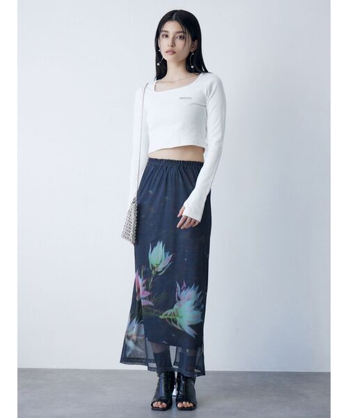 MURUA（ムルーア）の「プリントシアーナロースカート（スカート・レディース・グレー/ブラック/ライトグリーン・FREE）」の5枚目の写真