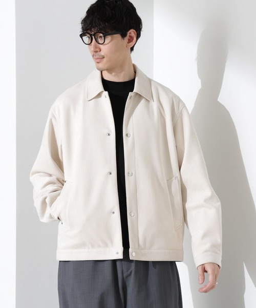 NANO universe（ナノユニバース）の「フェイクスエードシャツブルゾン（ブルゾン・メンズ・ネイビー/キャメル/アイボリー・L/M/S）」の2枚目の写真