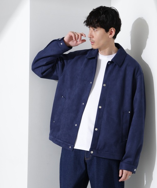 NANO universe（ナノユニバース）の「フェイクスエードシャツブルゾン（ブルゾン・メンズ・ネイビー/キャメル/アイボリー・L/M/S）」の3枚目の写真