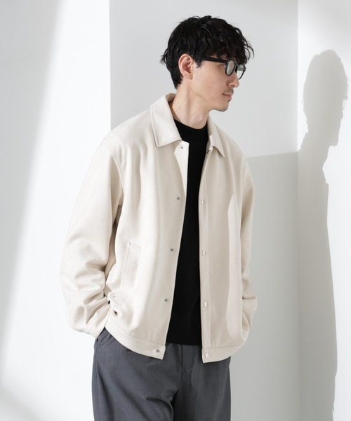 NANO universe（ナノユニバース）の「フェイクスエードシャツブルゾン（ブルゾン・メンズ・ネイビー/キャメル/アイボリー・L/M/S）」の4枚目の写真