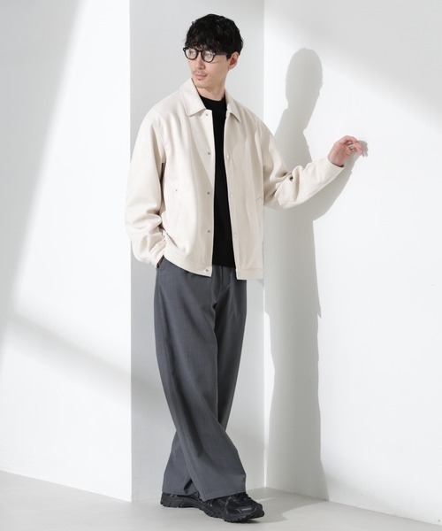 NANO universe（ナノユニバース）の「フェイクスエードシャツブルゾン（ブルゾン・メンズ・ネイビー/キャメル/アイボリー・L/M/S）」の7枚目の写真