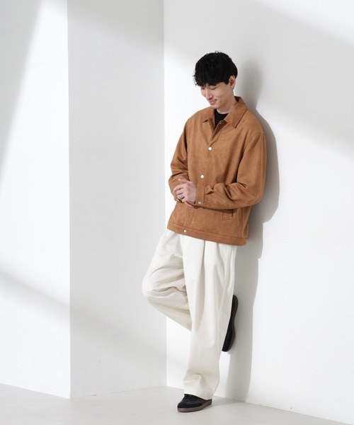 nano universe フェイクスエード　シャツブルゾン キャメル セール】フェイクスエードシャツブルゾン（ブルゾン）｜NANO