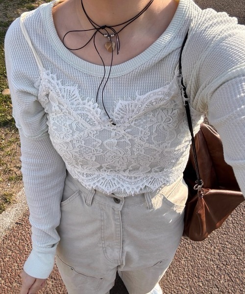 Kastane（カスタネ）の「レースビスチェ（キャミソール・レディース・アイボリー/オフホワイト・FREE）」の3枚目の写真