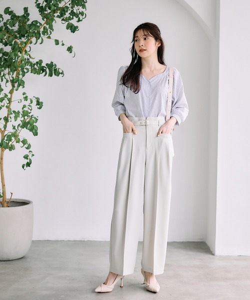 12Twelve Agenda(トゥエルブ アジェンダ)の「タックストレートワイドパンツ(その他パンツ・レディース・アイボリー/チャコールグレー・M/S)」の11枚目の写真