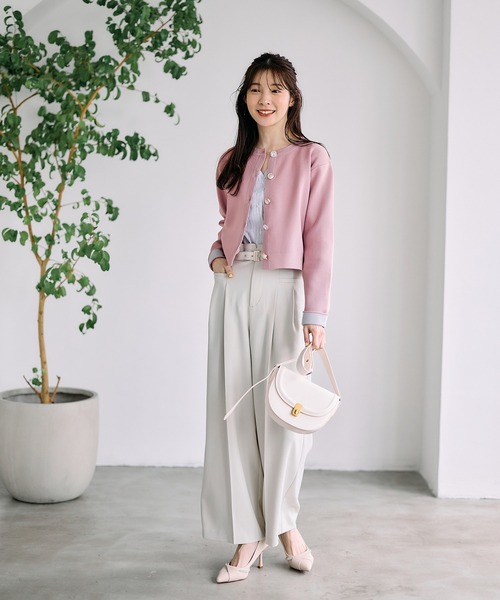 12Twelve Agenda(トゥエルブ アジェンダ)の「タックストレートワイドパンツ(その他パンツ・レディース・アイボリー/チャコールグレー・M/S)」の14枚目の写真