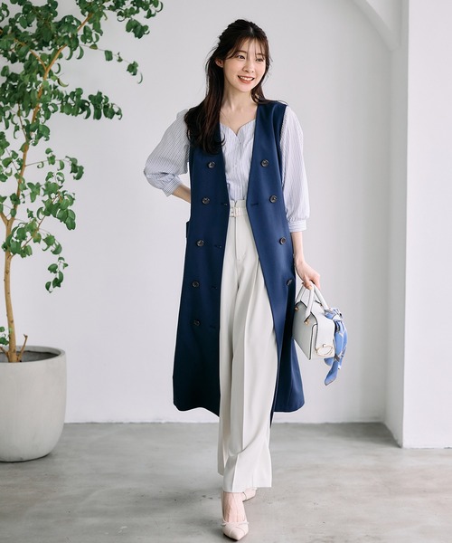 12Twelve Agenda(トゥエルブ アジェンダ)の「タックストレートワイドパンツ(その他パンツ・レディース・アイボリー/チャコールグレー・M/S)」の15枚目の写真
