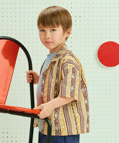 B:MING by BEAMS(ビーミングバイビームス)の「エスニック プリント シャツ(100~140cm)(シャツ/ブラウス・キッズ・ブラウン/ネイビー・100/110/120/130/140)」の3枚目の写真